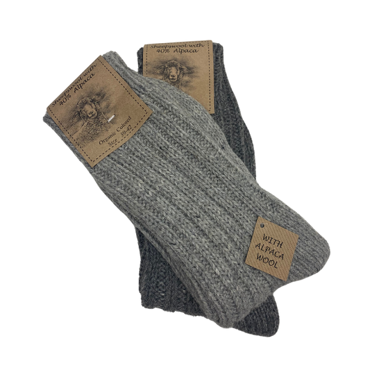 Tykke alpaka sokker - Grå/mørkegrå