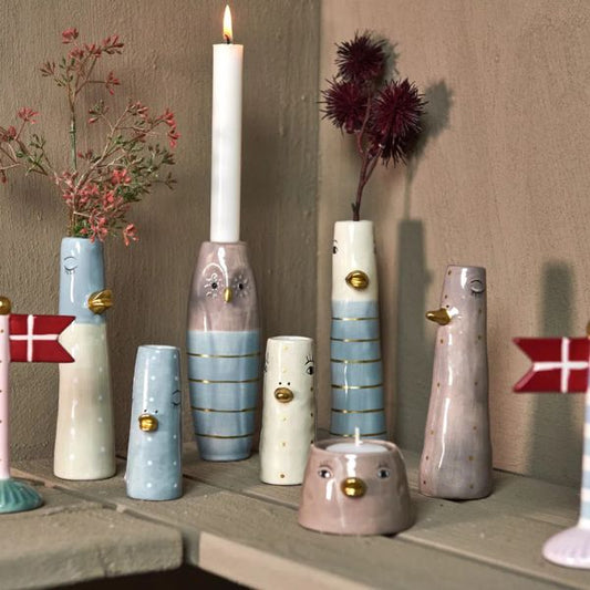 Andevase - 16cm - Grå med prikker - Speedtsberg