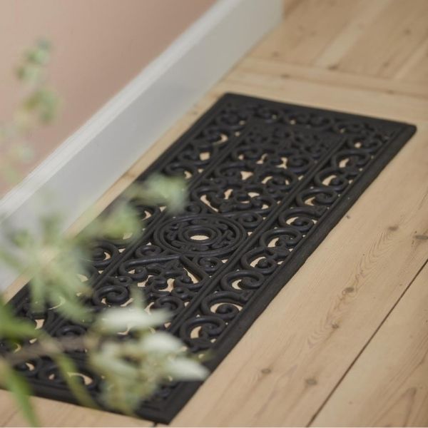 Aflang gummi dørmåtte - Sort - Ib Laursen