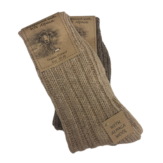 Tykke alpaca sokker - Brun/mørkebrun Alpaka