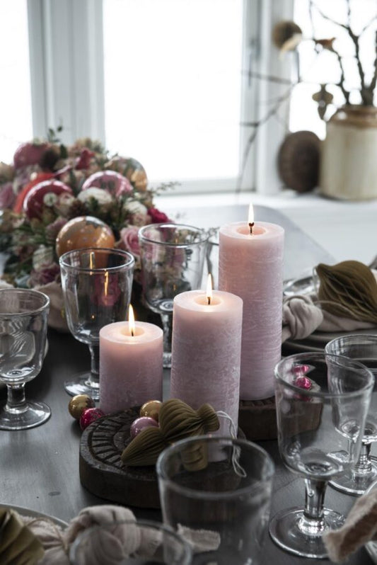 Rustiklys H10cm - Lyserød 4176-07 - Ib Laursen