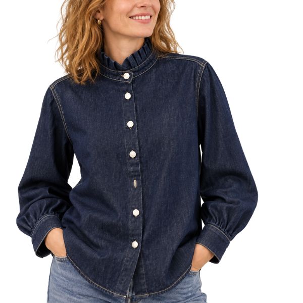 Jeans skjorte-jakke - Dark blue - By Lund