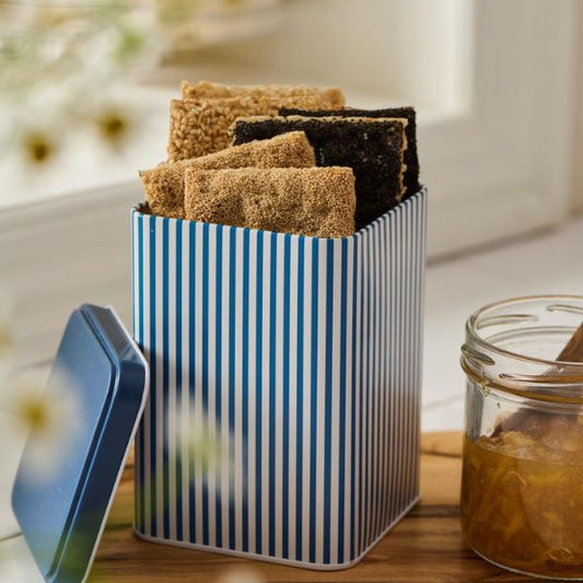 Firkantet dåse - Blå striber - Ib Laursen