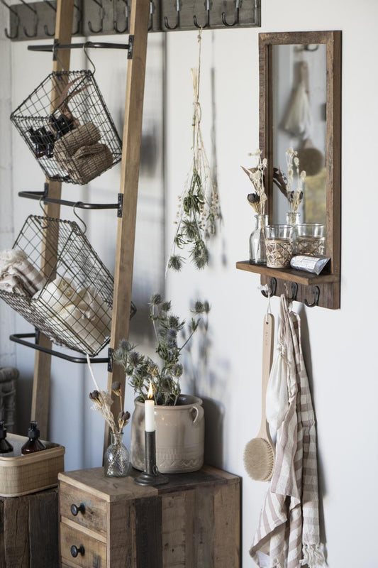 Spejl i træramme m/ hylde & 3 knager 21008 - Ib Laursen