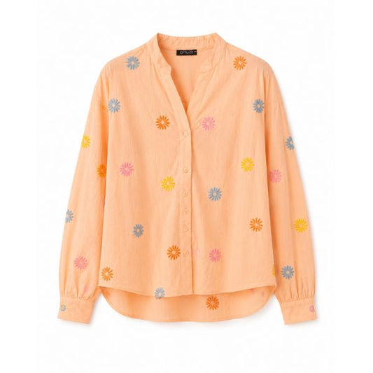 Blomster skjorte - Peach - Qnuz