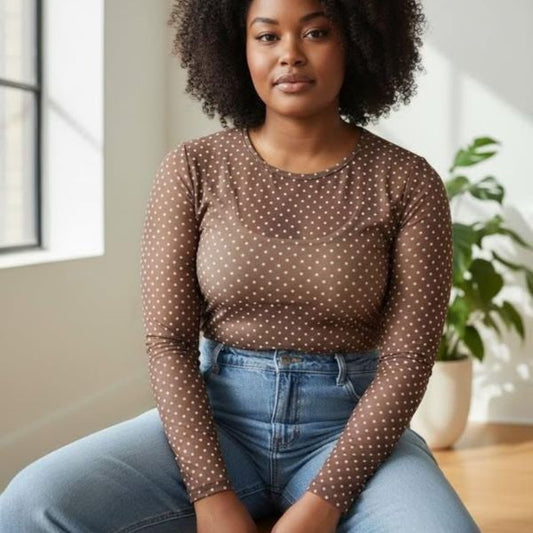 Gwen mesh - Brun m. prikker - Ofelia