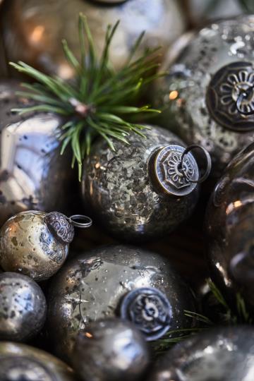 Pose m/ 8 mini julekugler - Sølvfarvet 8650-12 - Stillenat