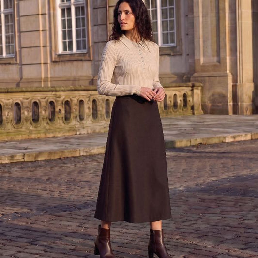 Sofie uld nederdel - Brun/bordeaux - La Róuge