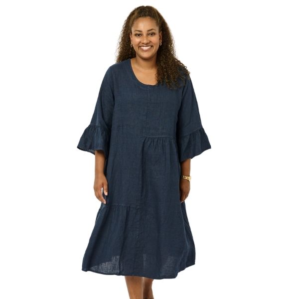Laetitia hørkjole - Navy blue - Pont Neuf