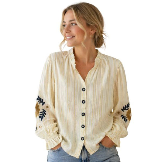 Katrine skjorte - Gule striber - By Lund