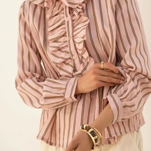 Maggie bluse m. flæser - Rose - Lecoco