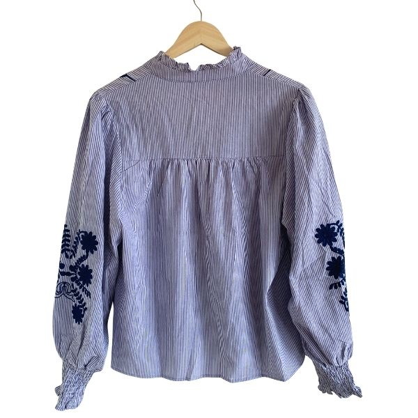 Skjorte m. broderi - Blå - Qnuz