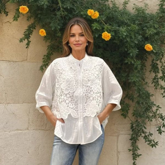 Lace skjorte - Hvid - Marc Lauge
