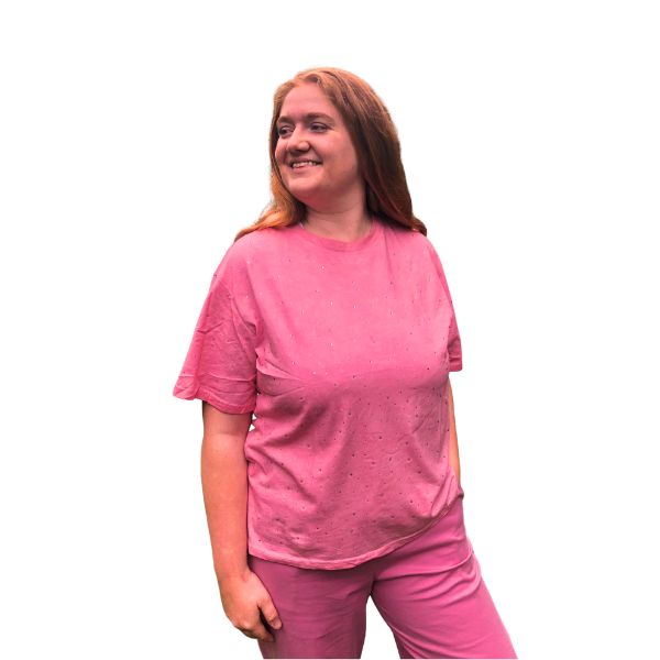 Rini t-shirt - Bubblegum m. rhinsten - Qnuz