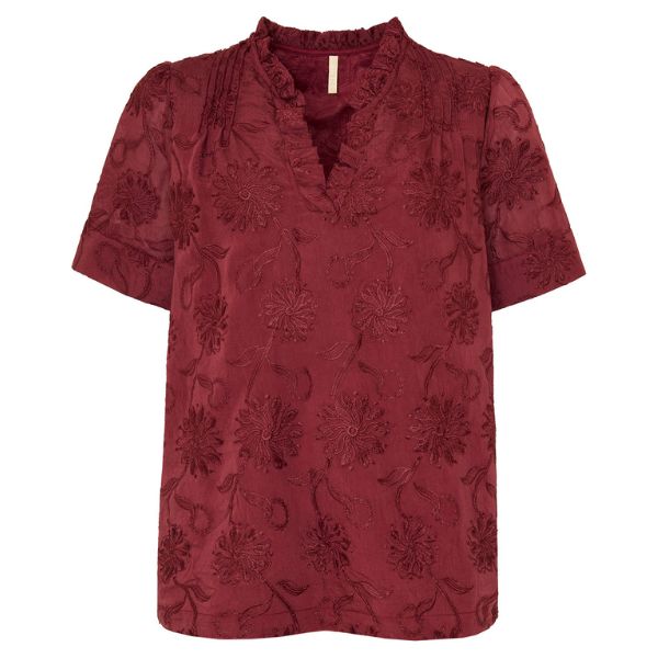Netty bluse - Bordeaux blomster - Ofelia