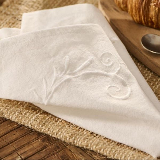 Stofserviet - Hvid broderi - Ib Laursen