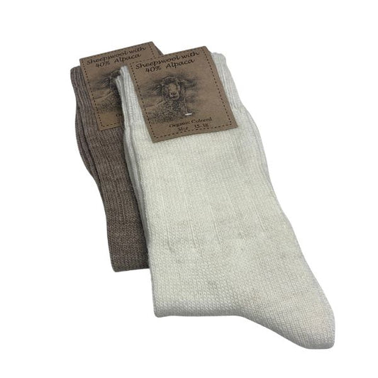 Alpaca sokker - Creme/brun - Clemente