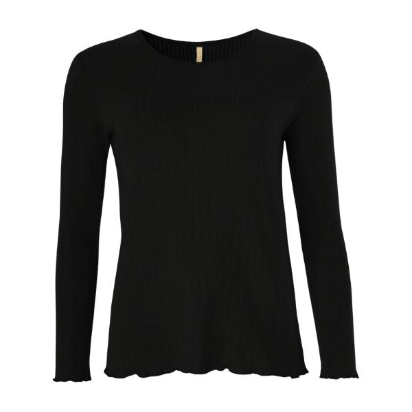 Maj hulmønster bluse - Sort - Ofelia