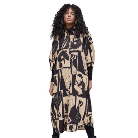 Kjole - Sand/sort - Damer - NOEN