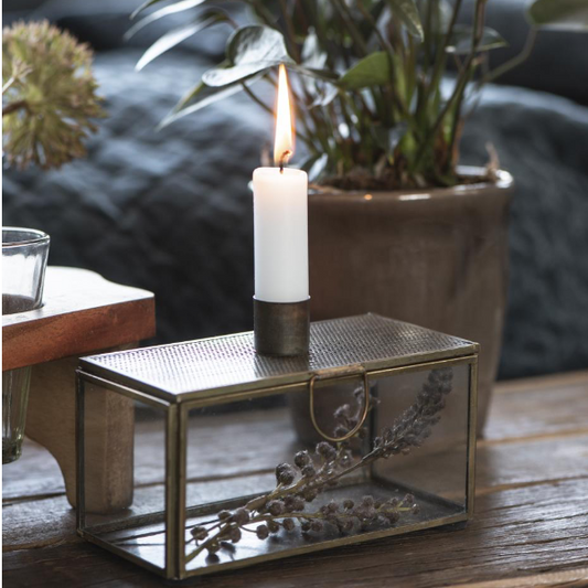 Glasæske til bedelys - med låg og holder - Ib Laursen