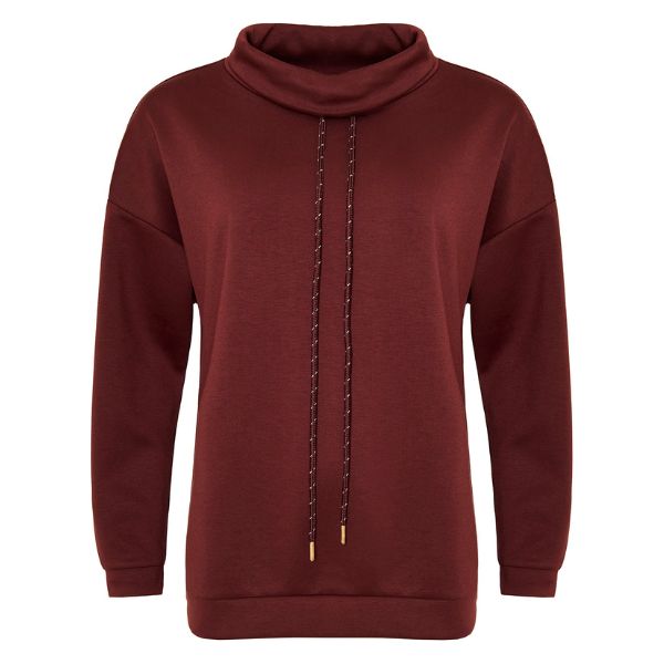 Rimel bluse - Høj hals - Bordeaux - Ofelia