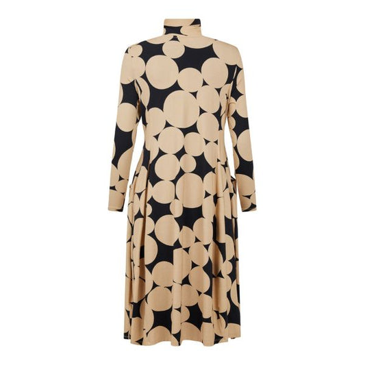 Kjole - Sand/sort - Prikket mønster - NOEN