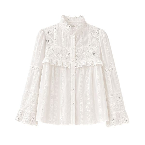 Bomuldsskjorte - Broderi anglaise - Qnuz
