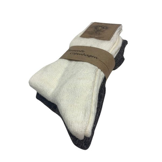 Alpaca sokker - Creme/mørkebrun - Clemente