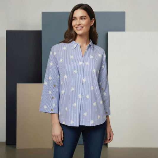 Melia bluse - Blå striber - Ofelia