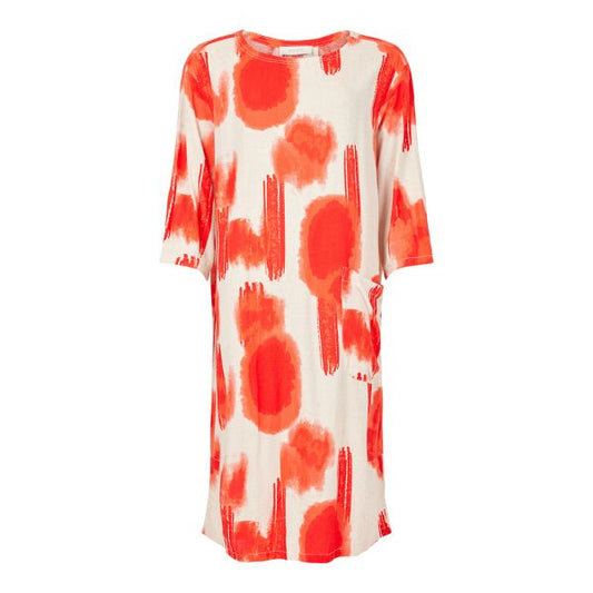 Hør kjole - Rødt Print - NOEN