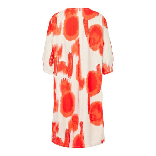 Hør kjole - Rødt Print - NOEN