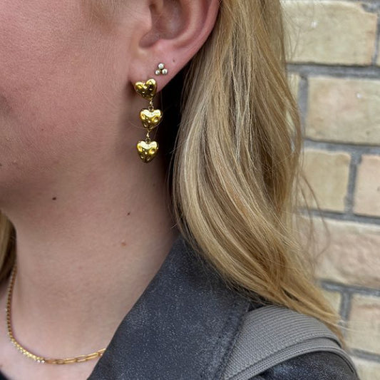 Rustic heart øreringe - Guldbelagt - Wolff Jewelry