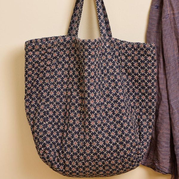 Quiltet taske - Mørkeblå print - Ib Laursen