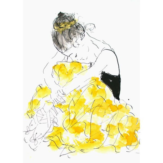 Kunstpostkort - Gul ballerina - Susanne Kalmar