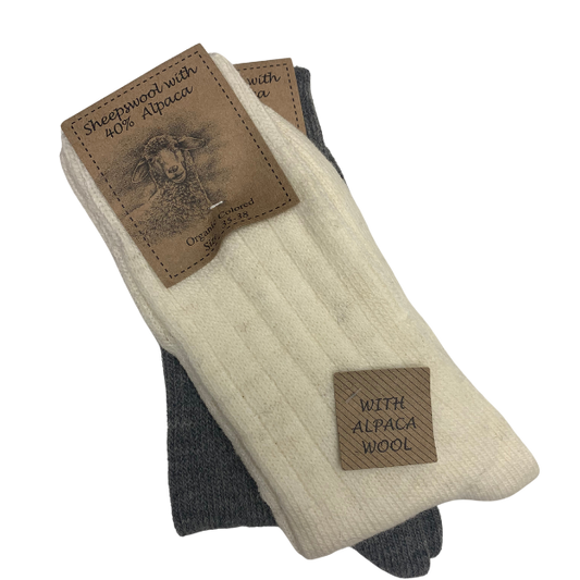 Alpaka sokker - Creme/ Grå - Clemente
