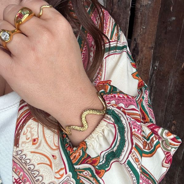 Rustic Wave armbånd - Guldbelagt - Wolff Jewelry