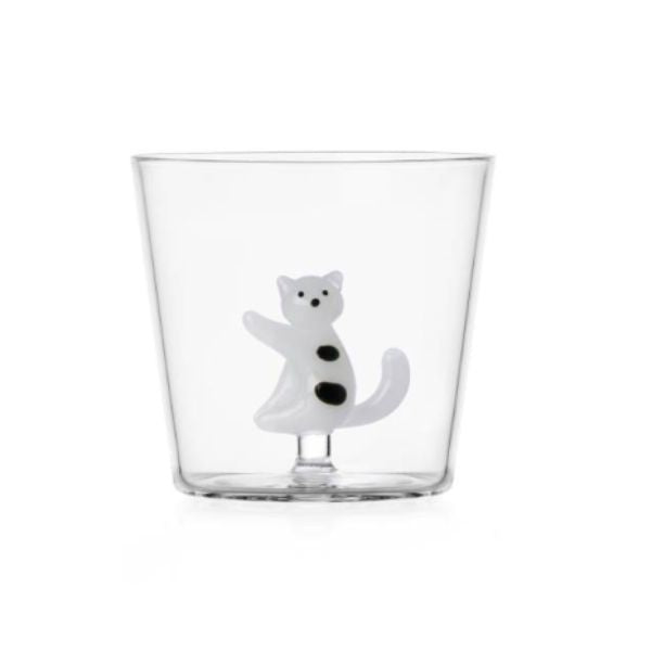 Glas - Hvid kat sorte pletter