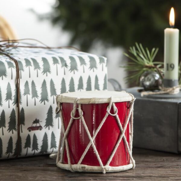 lille juletromme - Rød - 7*7cm - Stillenat
