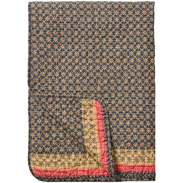 Quilt - Mørkeblå m. rosa kant - Ib Laursen