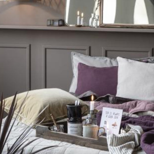 Velour pude + betræk - Aubergine - Ib Laursen