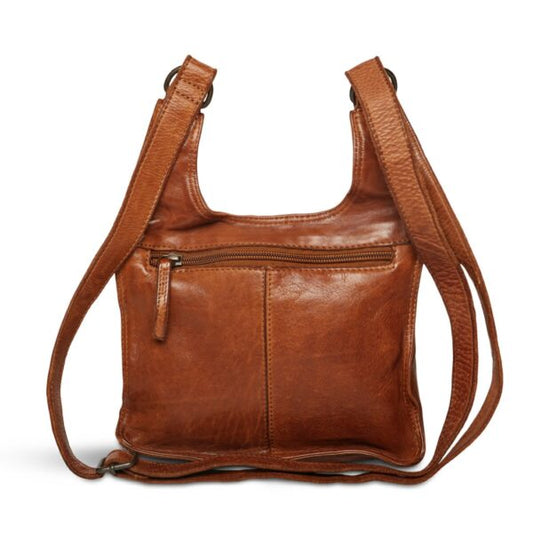 Pia Ries Crossbody cognac med lynlås i front