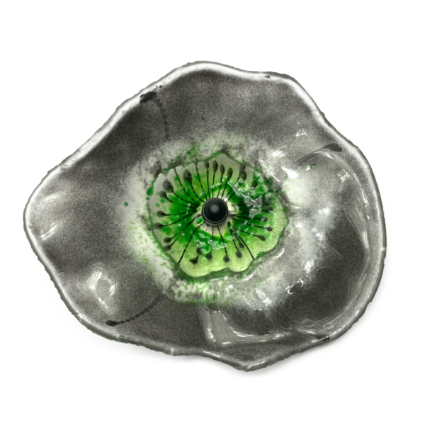 Grå glasblomst af Bettina Wahle