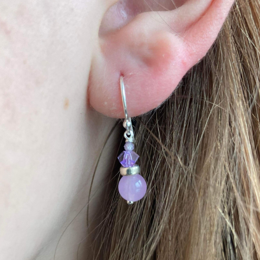 Sølv ørering med jade og zirkon