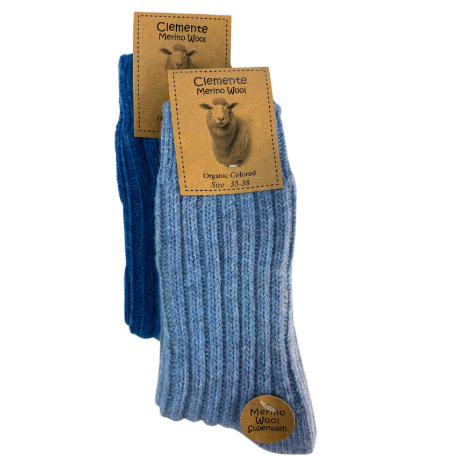 Tykke merino sokker - Lyseblå/blå - Clemente