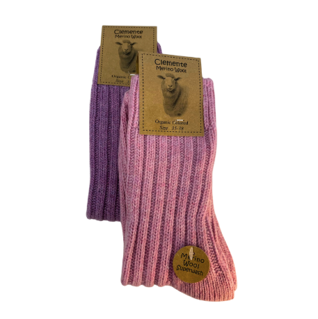 Tykke merino sokker - Rosa/lilla - Clemente
