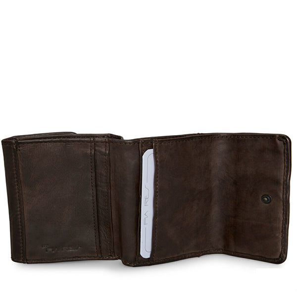 Pia Ries brun pung med 2 klap og plads til 6 kort 051-2