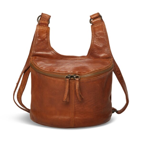 Pia Ries Crossbody cognac med lynlås i front