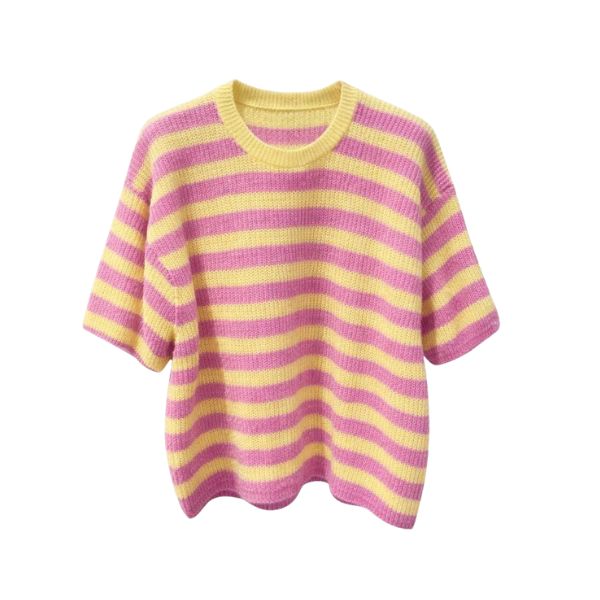 Strik m. strib - Rosa/Gul - Lisbeth Merrild