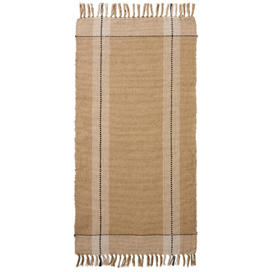 Gulvløber 120*60cm - Beige m. sort print - Ib Laursen