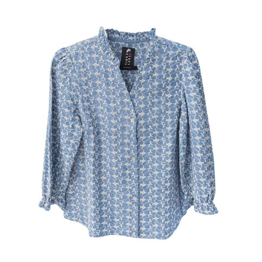 Denim skjorte m. mønster - Lisbeth Merrild